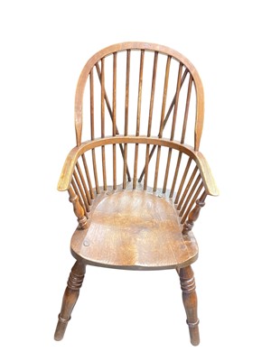 Lot 1387 - Ash and elm stick back open armchair