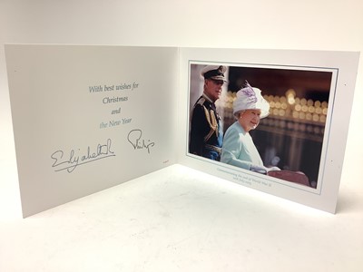 Lot 28 - H.M. Queen Elizabeth II and H.R.H. The Duke of Edinburgh, signed 2005 Christmas card with twin gilt Royal cyphers to the cover, colour photograph to the interior of the Royal couple at the 2005 C...