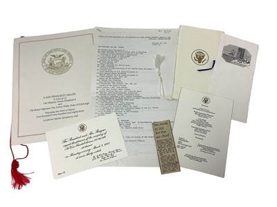 Lot 39 - The Royal Visit of H.M. Queen Elizabeth II and H.R.H. The Duke of Edinburgh to The United States of America March 1983, rare group of ephemera including Presidential invitation to dinner at The M...