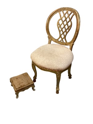 Lot 1301 - 18th century gilt salon chair, together with small gilt stool