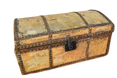 Lot 1250 - 18th century pony skin dome top carriage trunk