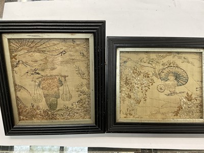 Lot 600 - Pair of 19th Century framed embroidered Chinese pictures