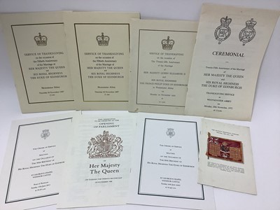 Lot 41 - Service of Thanksgiving on the occasion of the Twenty-fifth Anniversary of the Marriage of H.M. Queen Elizabeth II and H.R.H. The Prince Philip Duke of Edinburgh 20th November 1972 Order of Ser...