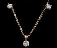 Lot 731 - Diamond single stone pendant and pair of...