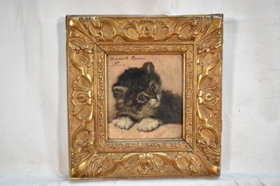 Lot 1303 - Henriëtte Ronner-Knip (1821-1909) oil on panel, study of a kitten, signed and dated '97, 11.5cm x 10cm, in gilt frame