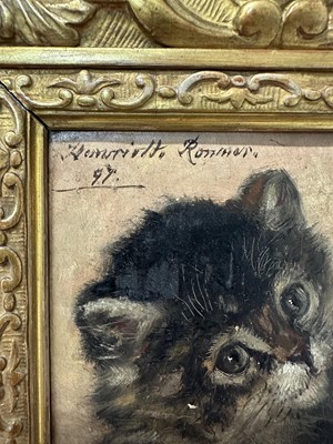 Lot 1303 - Henriëtte Ronner-Knip (1821-1909) oil on panel, study of a kitten, signed and dated '97, 11.5cm x 10cm, in gilt frame