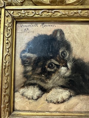 Lot 1303 - Henriëtte Ronner-Knip (1821-1909) oil on panel, study of a kitten, signed and dated '97, 11.5cm x 10cm, in gilt frame