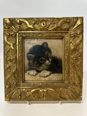 Lot 1303 - Henriëtte Ronner-Knip (1821-1909) oil on panel, study of a kitten, signed and dated '97, 11.5cm x 10cm, in gilt frame