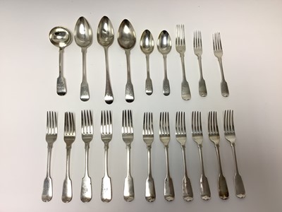 Lot 277 - Set of eight George IV silver forks and other items