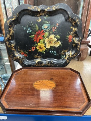 Lot 239 - Victorian papier mache tray and another tray