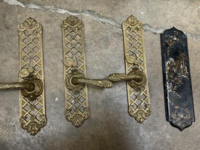 Lot 176 - Group of gilt brass door plates and various fittings