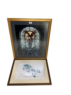 Lot 84 - Rolls Royce memorial window print and a signed print of a Rolls Royce Silver Ghost (2)