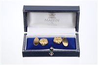 Lot 736 - Pair Mappin & Webb gold (18ct) cufflinks with...