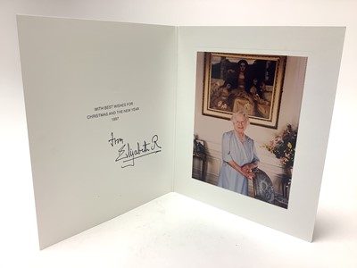 Lot 55 - H.M. Queen Elizabeth The Queen Mother, signed 1997 Christmas card with gilt embossed crown to cover, colour photograph of Her Majesty at Clarence House, signed in ink ' from Elizabeth R' Provenan...