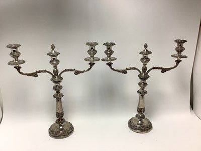 Lot 201 - Pair of 19th century silver plated candelabra