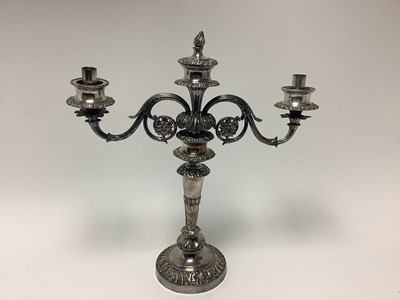 Lot 203 - Matthew Boulton Old Sheffield Plate twin branch candelabrum