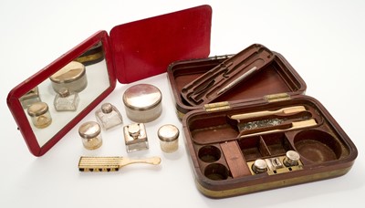 Lot 204 - Fine George III brass bound mahogany travelling case with silver fittings