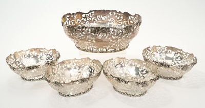 Lot 205 - Set of five late Victorian silver pierced oval dishes