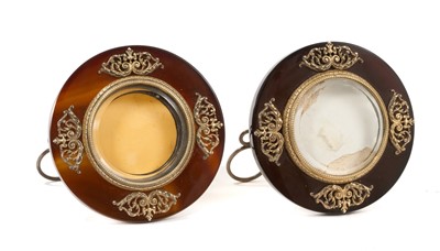 Lot 855 - Pair of small circular photo frames, with silver 84 marks