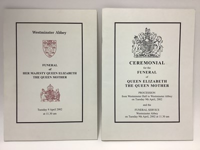 Lot 60 - The Funeral of H.M. Queen Elizabeth The Queen Mother, 9th April 2002, Order of Service and Ceremonial (2) Provenance: Air Vice Marshall Sir John Severne K.C.V.O.,O.B.E., A.F.C.,D.L.(1925-2015).Di...