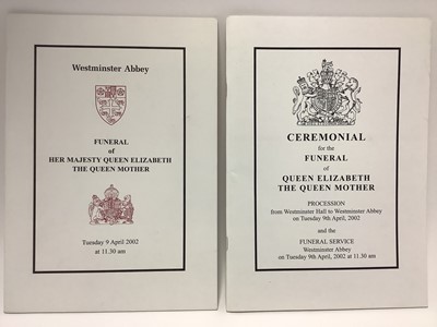 Lot 61 - The Funeral of H.M. Queen Elizabeth The Queen Mother, 9th April 2002, Order of Service and Ceremonial (2) Provenance: Air Vice Marshall Sir John Severne K.C.V.O.,O.B.E., A.F.C.,D.L.(1925-2015).Di...