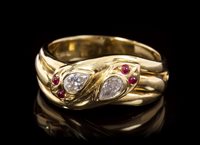 Lot 740 - Victorian-style gold (18ct) diamond and ruby...