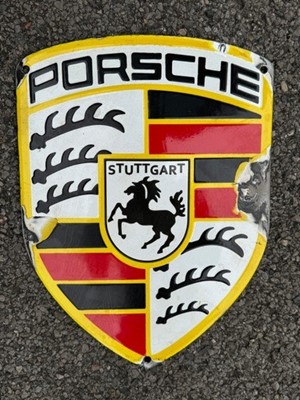 Lot 45 - Reproduction Porsche enamel advertising sign, 23 x 20.5cm