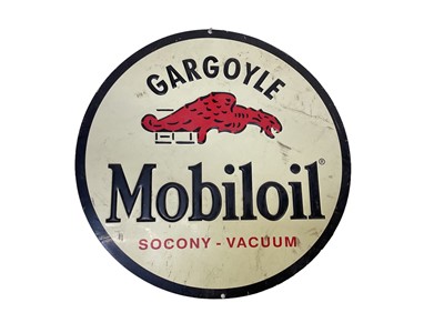 Lot 54 - Motoring interest- Circular metal Gargoyle Mobiloil Socony - Vacuum sign, 27cm in diameter.