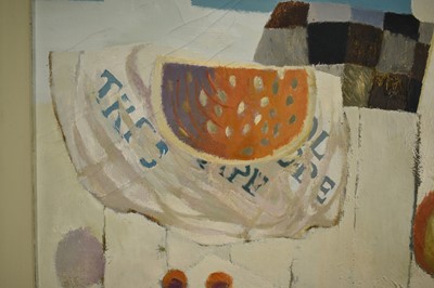 Lot 900 - *Mary Fedden (1915-2012) oil on canvas - The White Table, signed and dated 1975, titled verso, 91cm x 77cm, framed