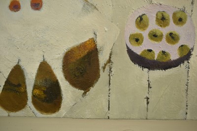 Lot 900 - *Mary Fedden (1915-2012) oil on canvas - The White Table, signed and dated 1975, titled verso, 91cm x 77cm, framed