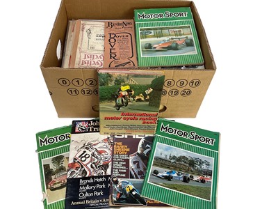 Lot 58 - Collection of motoring related books and ephemera to include programmes, Motorsport magazines, cycling related items and others (1 box).