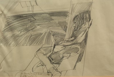 Lot 905 - *Paul Hogarth (1917-2001) two pencil sketches, 'For David', signed and dated 1960's, the first 30cm x 43cm, the second 35cm x 28cm, in glazed frames (2)