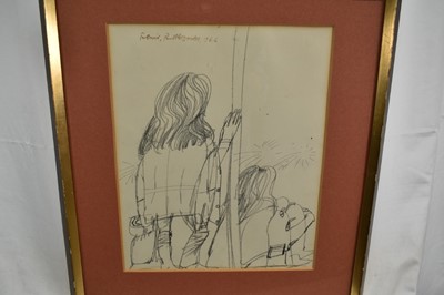 Lot 174 - *Paul Hogarth (1917-2001) two pencil sketches, 'For David', signed and dated 1960's, the first 30cm x 43cm, the second 35cm x 28cm, in glazed frames (2)