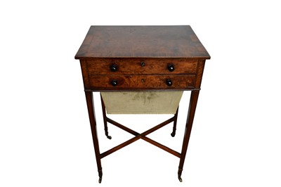 Lot 1153 - Regency mahogany and burrwood needlework table