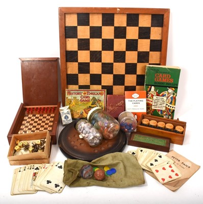 Lot 720 - Collection of vintage games including solitaire, with Victorian marbles