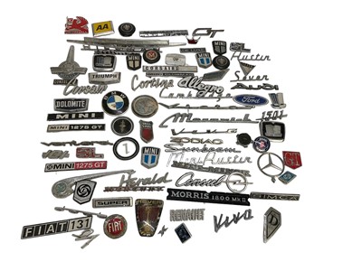 Lot 93 - Group of vintage car badges to include BMW, Ford, Vauxhall and others (1 box).