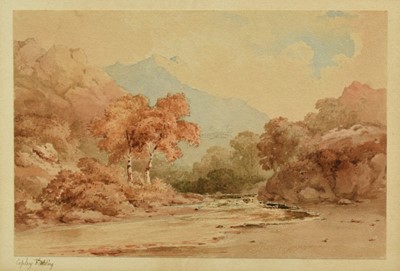 Lot 921 - Attributed to Copley Fielding (1787-1855) watercolour - River Landscape, inscribed to mount, 15.5cm x 23cm, in glazed gilt frame