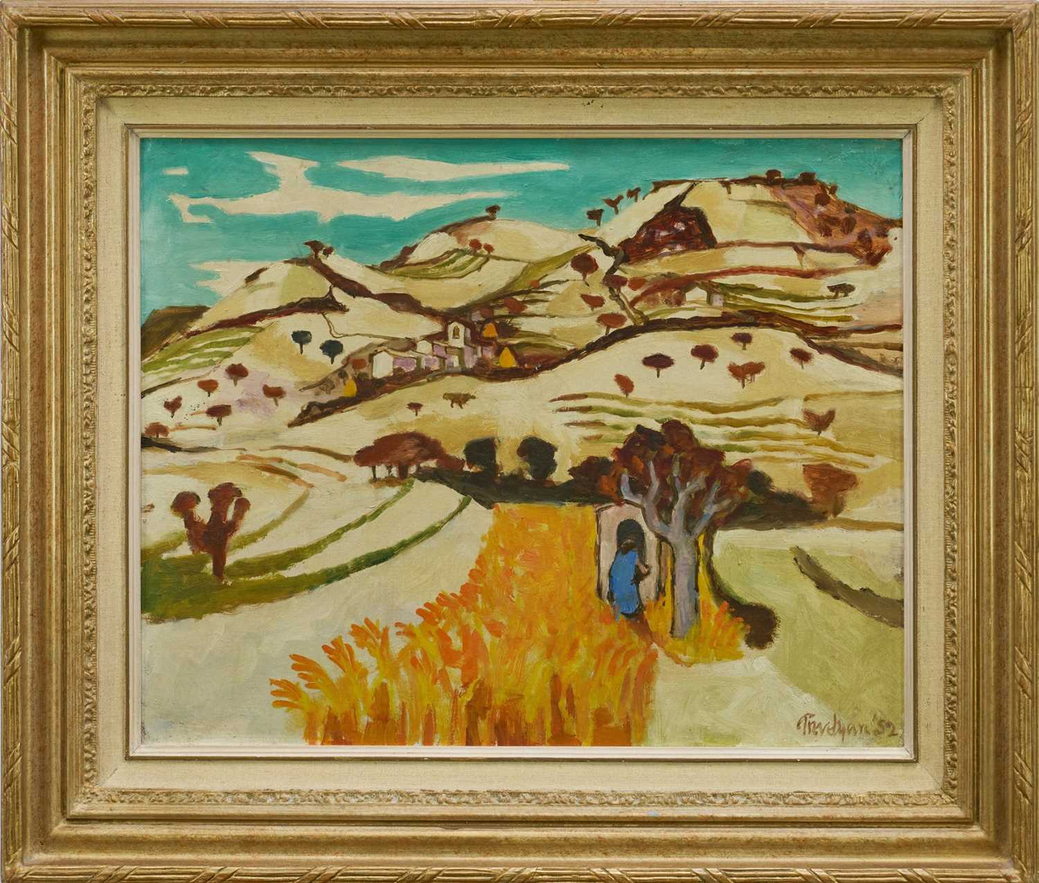 Lot 903 - *Julian Trevelyan (1910-1988) oil on canvas - Near Urbino, signed and dated 1952, 41cm x 51cm, in gilt frame