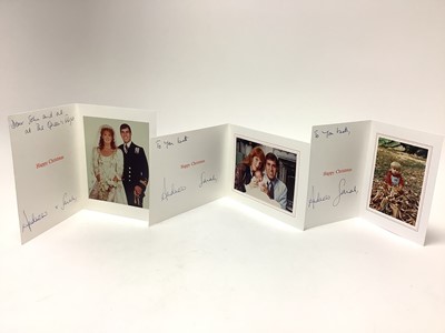 Lot 68 - H.R.H. Prince Andrew Duke of York and Sarah Duchess of York, three signed 1980s Christmas cards with crowned Royal cyphers to covers and colour photographs to the interiors (3) Provenance: Air Vi...