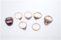 Lot 758 - Group of eight rings - to include a diamond...