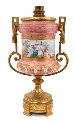 Lot 72 - 19th century Sèvres style lamp with ormolu mounts