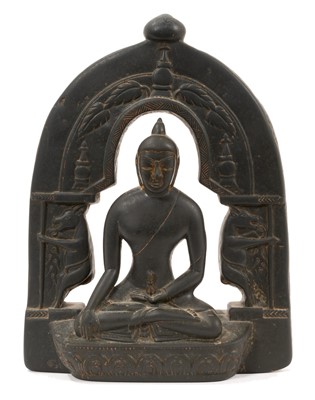 Lot 856 - Indian carved black stone carved Buddha