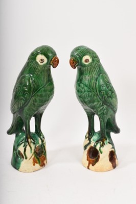 Lot 54 - Pair of Chinese Sancai-glazed parrots