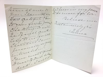 Lot 94 - H.R.H. Princess Helena (Princess Christian of Schleswig- Holstein ) the fifth child of Queen Victoria and Prince Albert: handwritten letter dated October 17th 1902 , thanking Mrs Halford for her...