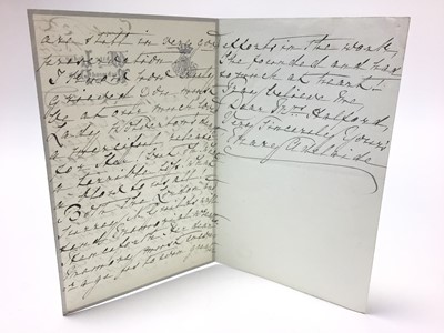 Lot 96 - H.R.H. Princess Mary Adelaide of Cambridge Duchess of Teck (mother of Queen Mary and granddaughter of King George III) , two handwritten letters on White Lodge, Richmond Park headed paper dated...
