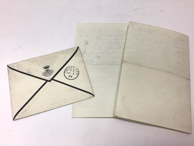 Lot 96 - H.R.H. Princess Mary Adelaide of Cambridge Duchess of Teck (mother of Queen Mary and granddaughter of King George III) , two handwritten letters on White Lodge, Richmond Park headed paper dated...