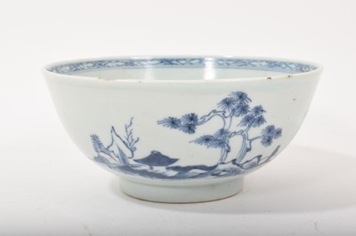 Lot 69 - Chinese blue and white porcelain bowl from the Nanking Cargo, painted with a landscape, label to base, 15cm diameter