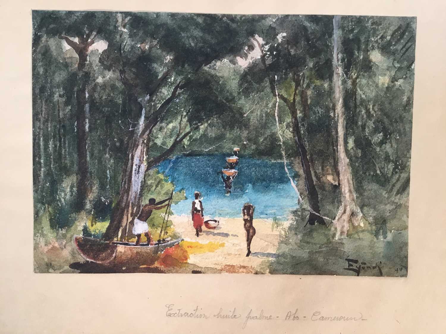 Lot 134 - 10 African watercolours, indistinctly signed, various dates 1937, 1944 etc
