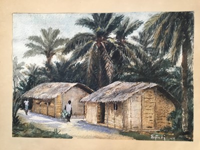 Lot 134 - 10 African watercolours, indistinctly signed, various dates 1937, 1944 etc