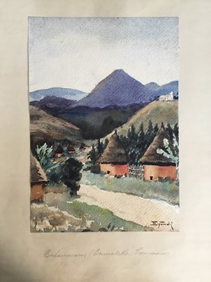 Lot 134 - 10 African watercolours, indistinctly signed, various dates 1937, 1944 etc